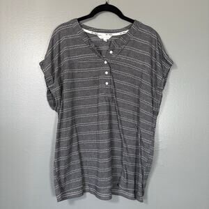 Daily Thread Charcoal Gray Striped Casual Fit T-Shirt - 1X - Women's Plus Size